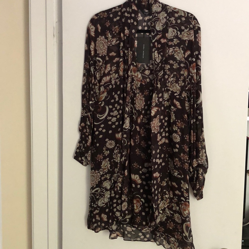 Zara purple printed chiffon mini dress/tunic
